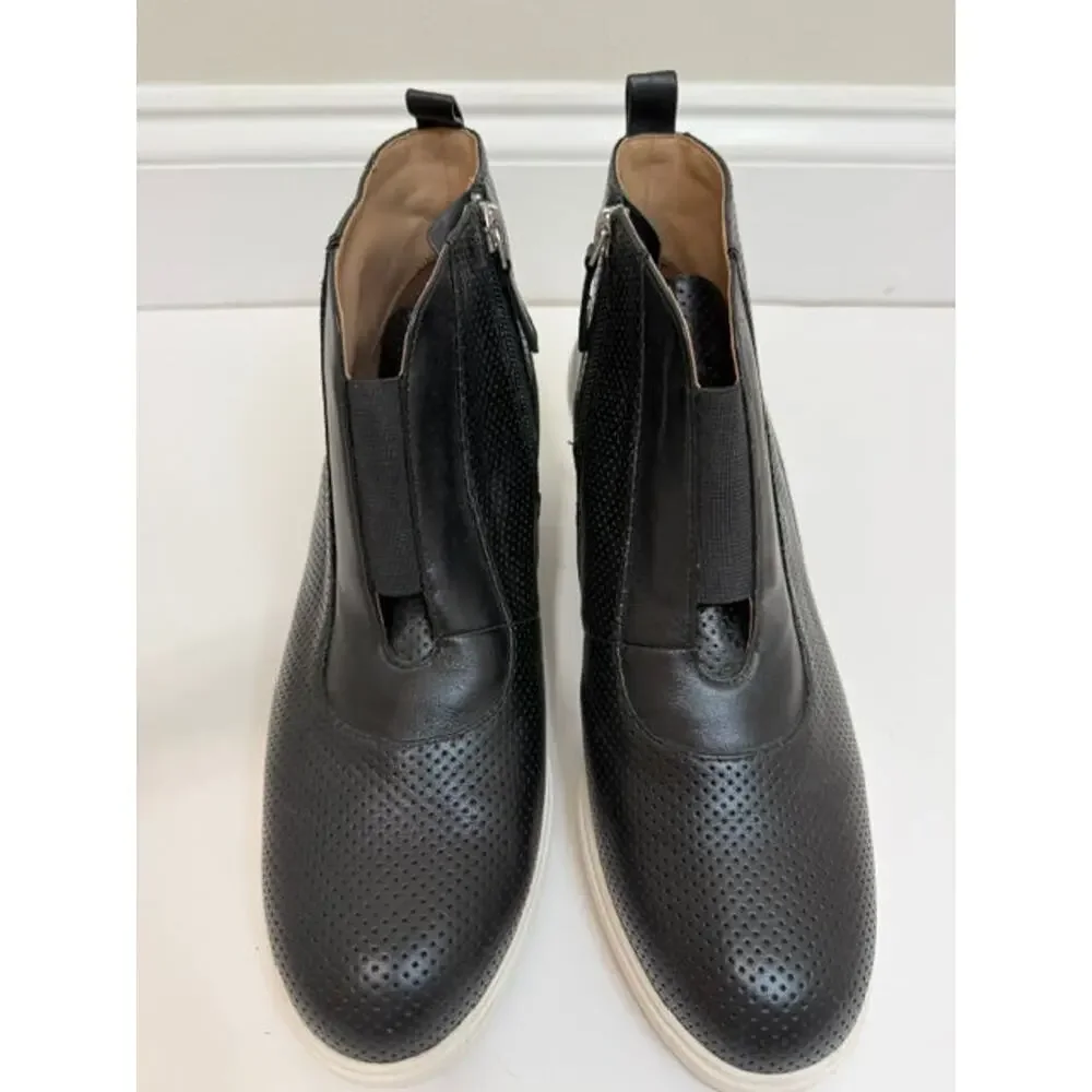 Linea Paolo Felicia Leather Wedge Booties – Black – Size 9.5 – NWOT